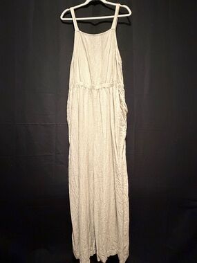 Cream Striped Wide-Leg Jumpsuit
